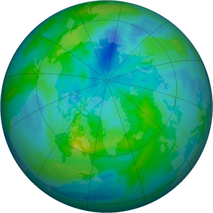 Arctic ozone map for 15 October 1986